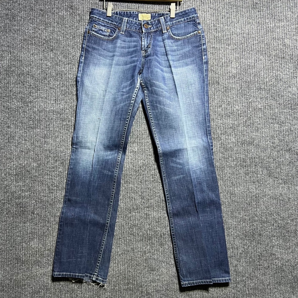 BKE Jeans Womens 29 Blue Denim Straight Leg Low Rise Distressed Frayed Hem
